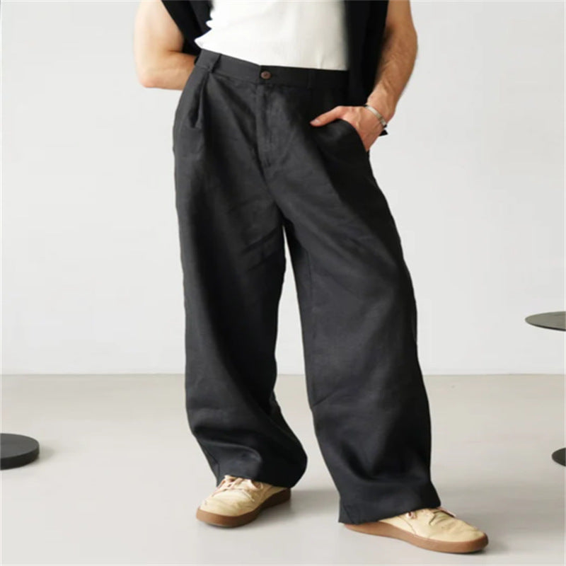 ARNAUD LYON | PANTALON EN LIN À JAMBES LARGES