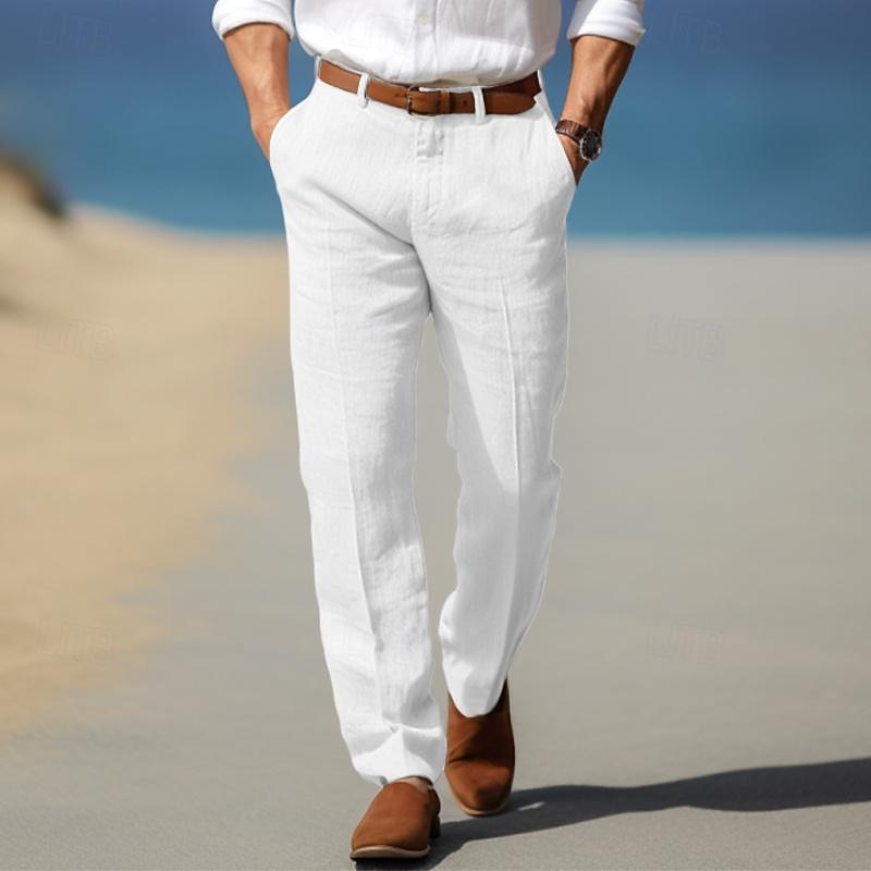 ARNAUD LYON | PANTALON HOMME LUXE EN LIN PREMIUM AVEC PASSANTS POUR CEINTURE